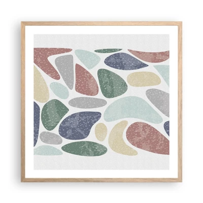 Póster en marco roble claro - Mosaico de colores empolvados - 60x60 cm