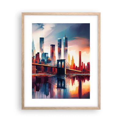 Póster en marco roble claro - Nueva York siempre luce - 40x50 cm