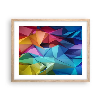 Póster en marco roble claro - Origami arco iris - 50x40 cm