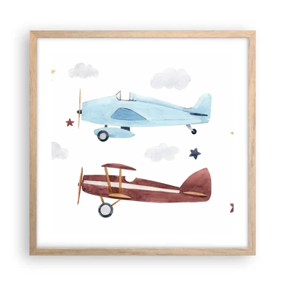 Póster en marco roble claro - ¡Piloto, estamos esperando! - 50x50 cm