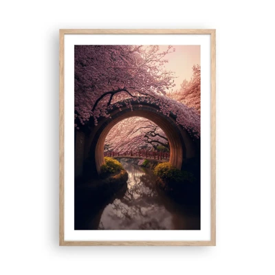 Póster en marco roble claro - Primavera japonesa - 50x70 cm