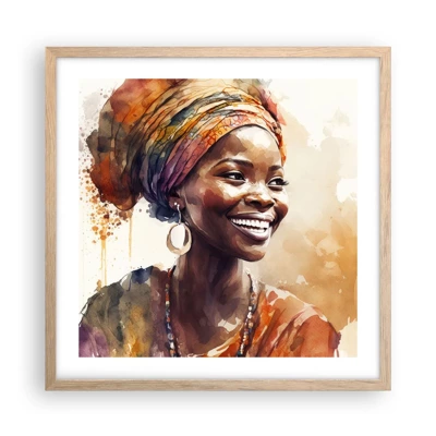 Póster en marco roble claro - Reina africana - 50x50 cm