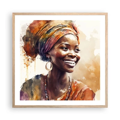 Póster en marco roble claro - Reina africana - 60x60 cm