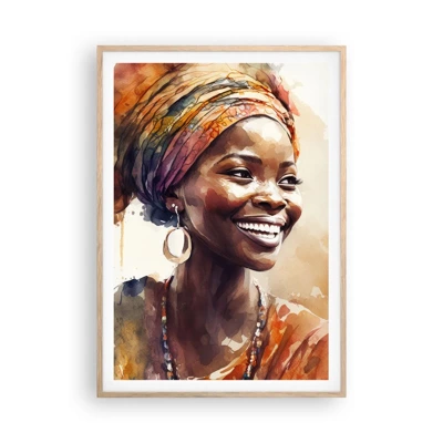 Póster en marco roble claro - Reina africana - 70x100 cm