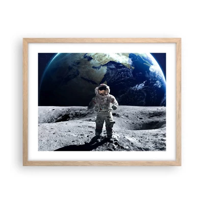 Póster en marco roble claro - Saludos desde la Luna - 50x40 cm