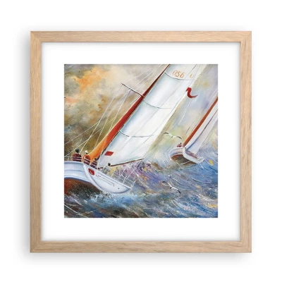 Póster en marco roble claro - Surcando las olas - 30x30 cm