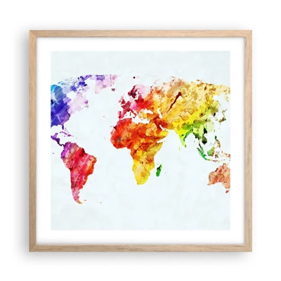 Póster en marco roble claro - Todos los colores del mundo - 50x50 cm