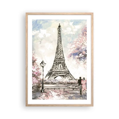 Póster en marco roble claro - Un paseo por París en abril - 50x70 cm