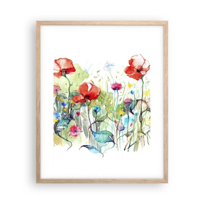 Póster en marco roble claro - Un prado en flor en mayo - 40x50 cm