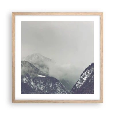 Póster en marco roble claro - Valle de la niebla - 50x50 cm