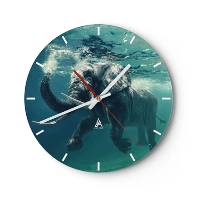 Reloj de pared - Reloj de vidrio - A todos nos gusta nadar - 40x40 cm
