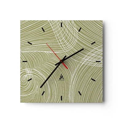 Reloj de pared - Reloj de vidrio - Abstracción intrincada en blanco - 40x40 cm