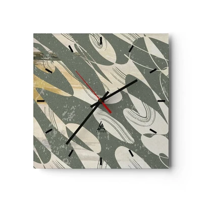 Reloj de pared - Reloj de vidrio - Abstracción rítmica - 40x40 cm