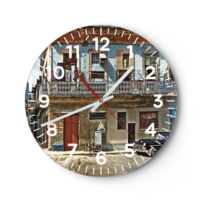 Reloj de pared - Reloj de vidrio - Ambiente hawaiano - 40x40 cm