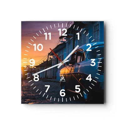 Reloj de pared - Reloj de vidrio - Aquí el tiempo se ralentiza - 40x40 cm