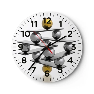 Reloj de pared - Reloj de vidrio - Balance de oro y plata - 30x30 cm