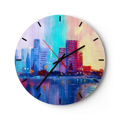 Reloj de pared - Reloj de vidrio - Bañado en color - 30x30 cm