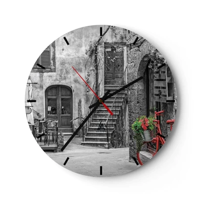 Reloj de pared - Reloj de vidrio - Callejón de la Toscana - 30x30 cm