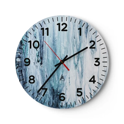 Reloj de pared - Reloj de vidrio - Carámbanos de azul - 30x30 cm