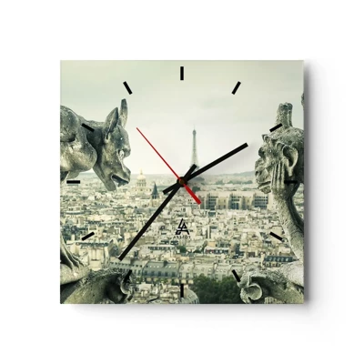 Reloj de pared - Reloj de vidrio - Charlas parisinas - 30x30 cm