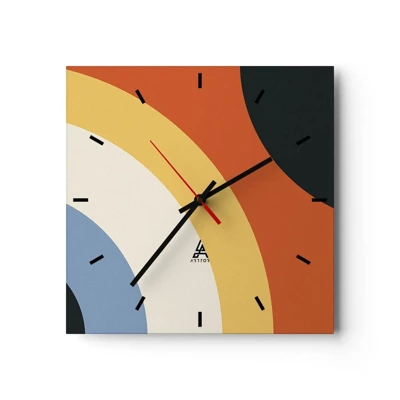 Reloj de pared - Reloj de vidrio - Círculo sobre círculo - 30x30 cm