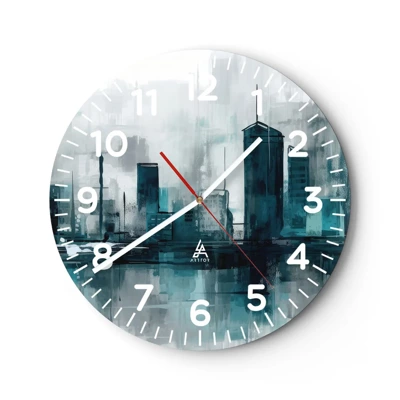 Reloj de pared - Reloj de vidrio - Ciudad color lluvia - 30x30 cm