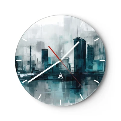 Reloj de pared - Reloj de vidrio - Ciudad color lluvia - 40x40 cm