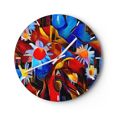 Reloj de pared - Reloj de vidrio - Colores de la vida - 40x40 cm