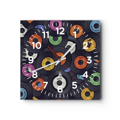 Reloj de pared - Reloj de vidrio - Colores de los clásicos - 30x30 cm