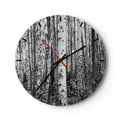 Reloj de pared - Reloj de vidrio - Columnas de abedules - 30x30 cm