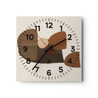 Reloj de pared - Reloj de vidrio - Composición en bronce - 30x30 cm