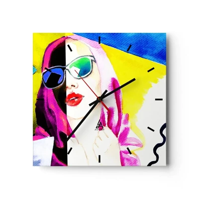 Reloj de pared - Reloj de vidrio - Contrastes - 40x40 cm