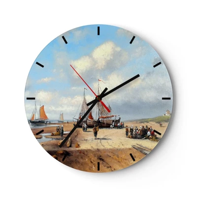 Reloj de pared - Reloj de vidrio - Después de una pesca exitosa - 40x40 cm