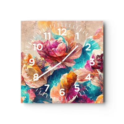 Reloj de pared - Reloj de vidrio - El colorido esplendor de un ramo - 40x40 cm