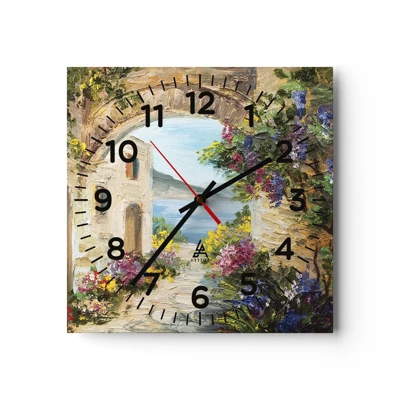 Reloj de pared - Reloj de vidrio - El encanto del paisaje costero - 40x40 cm