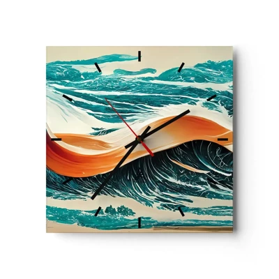 Reloj de pared - Reloj de vidrio - El sueño de un surfista - 40x40 cm