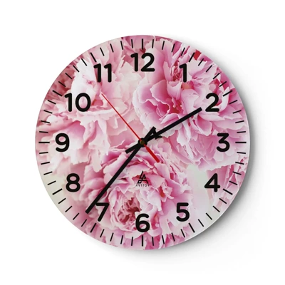 Reloj de pared - Reloj de vidrio - En el esplendor del rosa - 30x30 cm