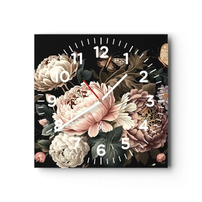 Reloj de pared - Reloj de vidrio - En estilo barroco - 30x30 cm