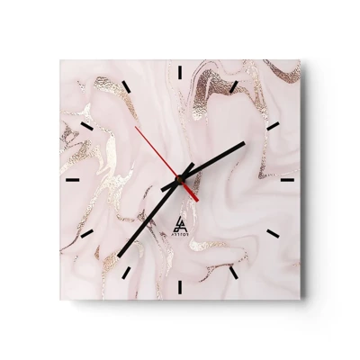 Reloj de pared - Reloj de vidrio - En rosa - 30x30 cm