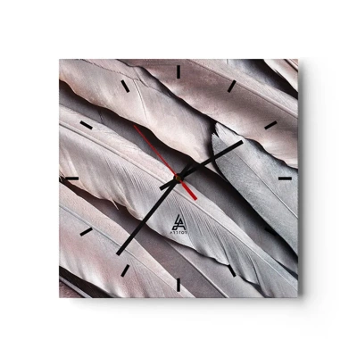 Reloj de pared - Reloj de vidrio - En rosa plateado - 40x40 cm