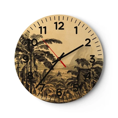 Reloj de pared - Reloj de vidrio - En un ambiente colonial - 30x30 cm