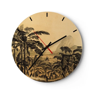 Reloj de pared - Reloj de vidrio - En un ambiente colonial - 30x30 cm