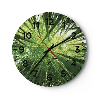 Reloj de pared - Reloj de vidrio - En un bosquecillo de bambú - 40x40 cm