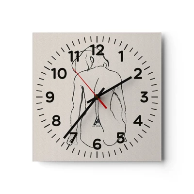Reloj de pared - Reloj de vidrio - Esbozos de una espalada - 30x30 cm