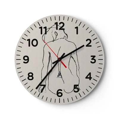 Reloj de pared - Reloj de vidrio - Esbozos de una espalada - 30x30 cm