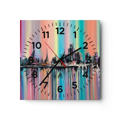 Reloj de pared - Reloj de vidrio - Flota con la luz de la noche - 30x30 cm