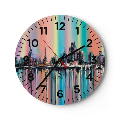 Reloj de pared - Reloj de vidrio - Flota con la luz de la noche - 40x40 cm