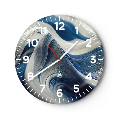Reloj de pared - Reloj de vidrio - Fluidez de azul y blanco - 40x40 cm