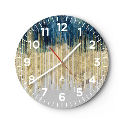 Reloj de pared - Reloj de vidrio - Frontera de líneas doradas - 40x40 cm