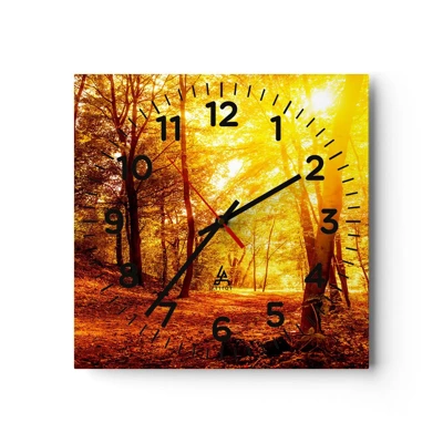 Reloj de pared - Reloj de vidrio - Hacia un claro de oro - 40x40 cm